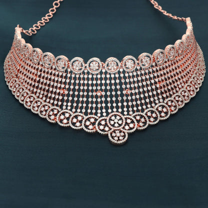 Designer Rose Gold Zirconia Choker Set