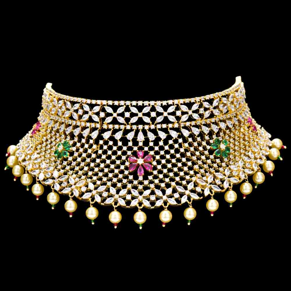 Designer Gold Zirconia Choker Set
