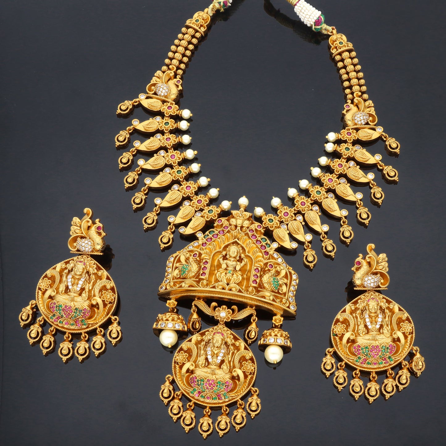 Designer Antique Kempu Necklace Set 105009