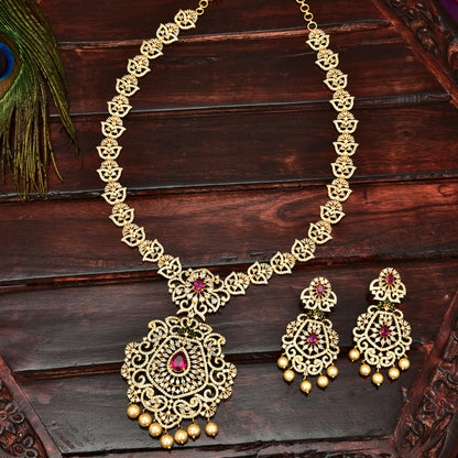 Designer Gold Zirconia Long Haaram