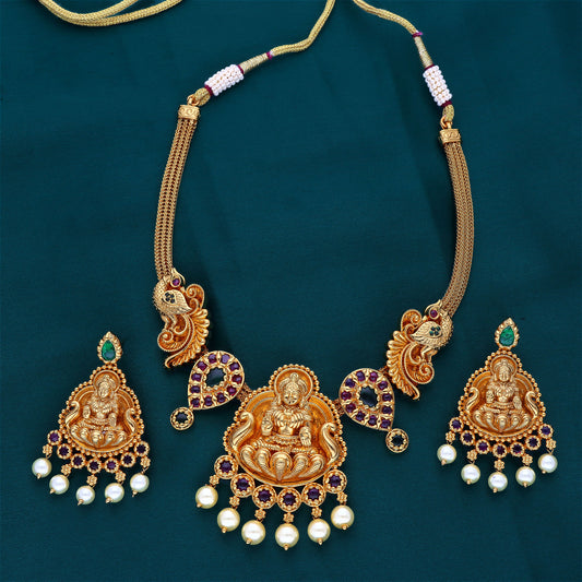 Designer Antique Kempu Necklace Set