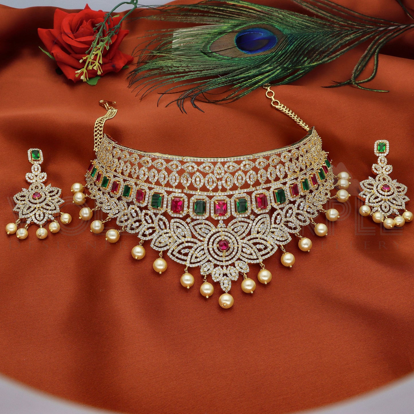 Designer Gold Zirconia Choker Set