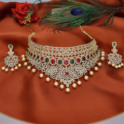 Designer Gold Zirconia Choker Set