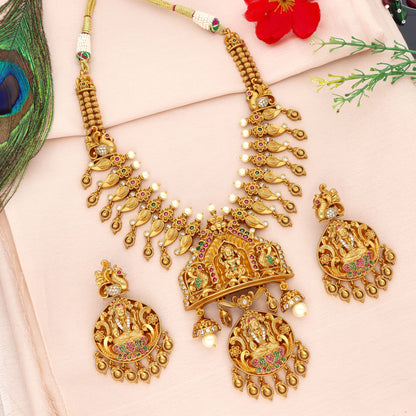 Designer Antique Kempu Necklace Set 105009