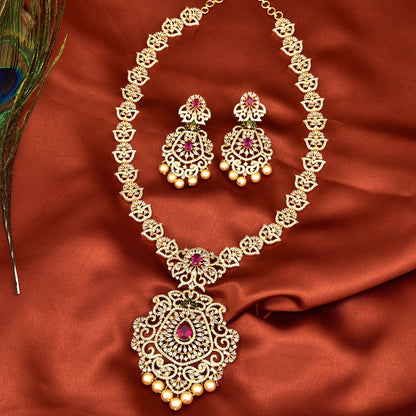 Designer Gold Zirconia Long Haaram