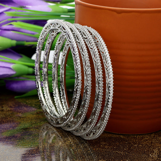 Zirconia Bangles ZBGL10841/Rhodium