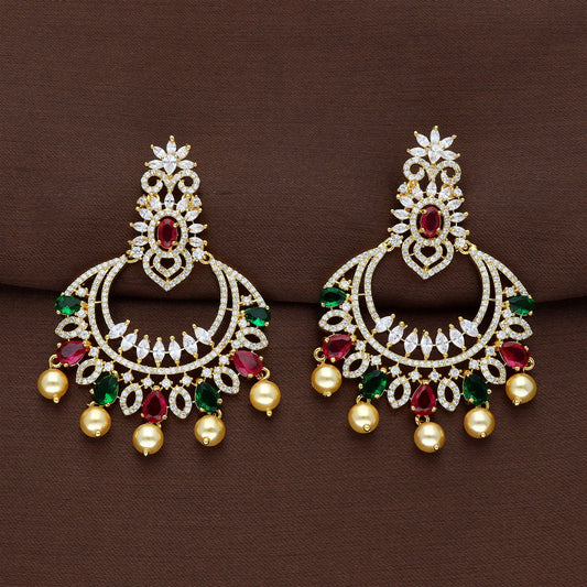 Zirconia Chandbali Earrings