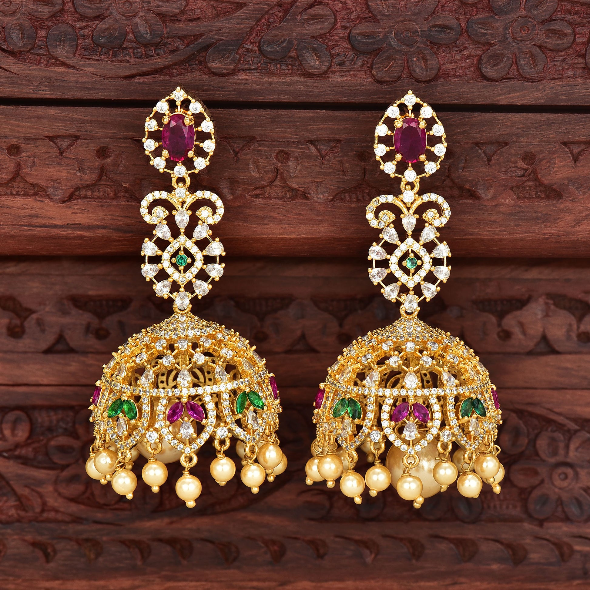 Zirconia Jhumka Earrings – Violet & Purple Designer Fashion Jewellery