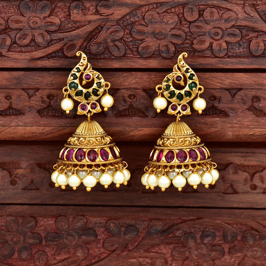 Antique Kempu Jhumka Earrings 113291