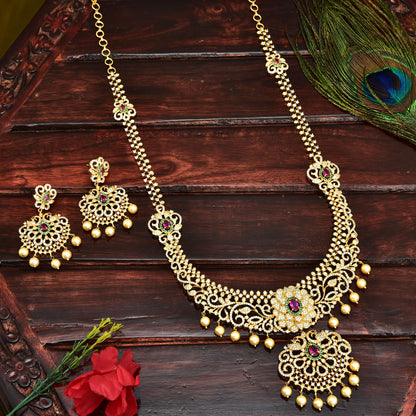 Designer Gold Zirconia Long Haaram