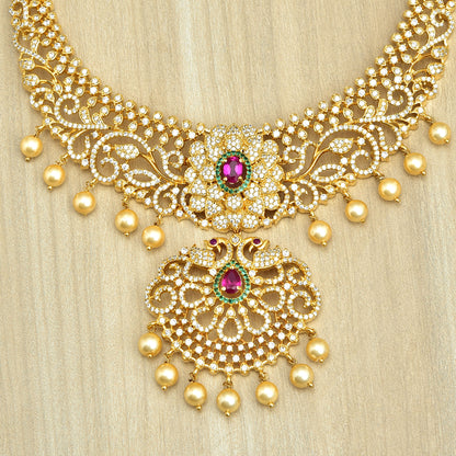 Designer Gold Zirconia Long Haaram