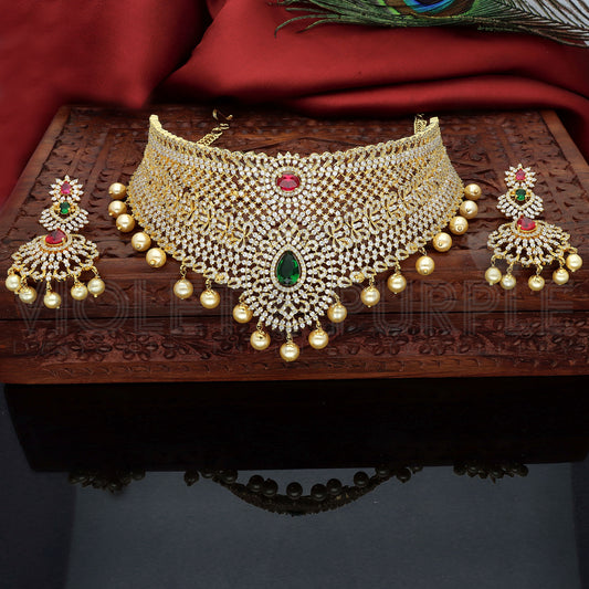 Designer Gold Zirconia Choker Set