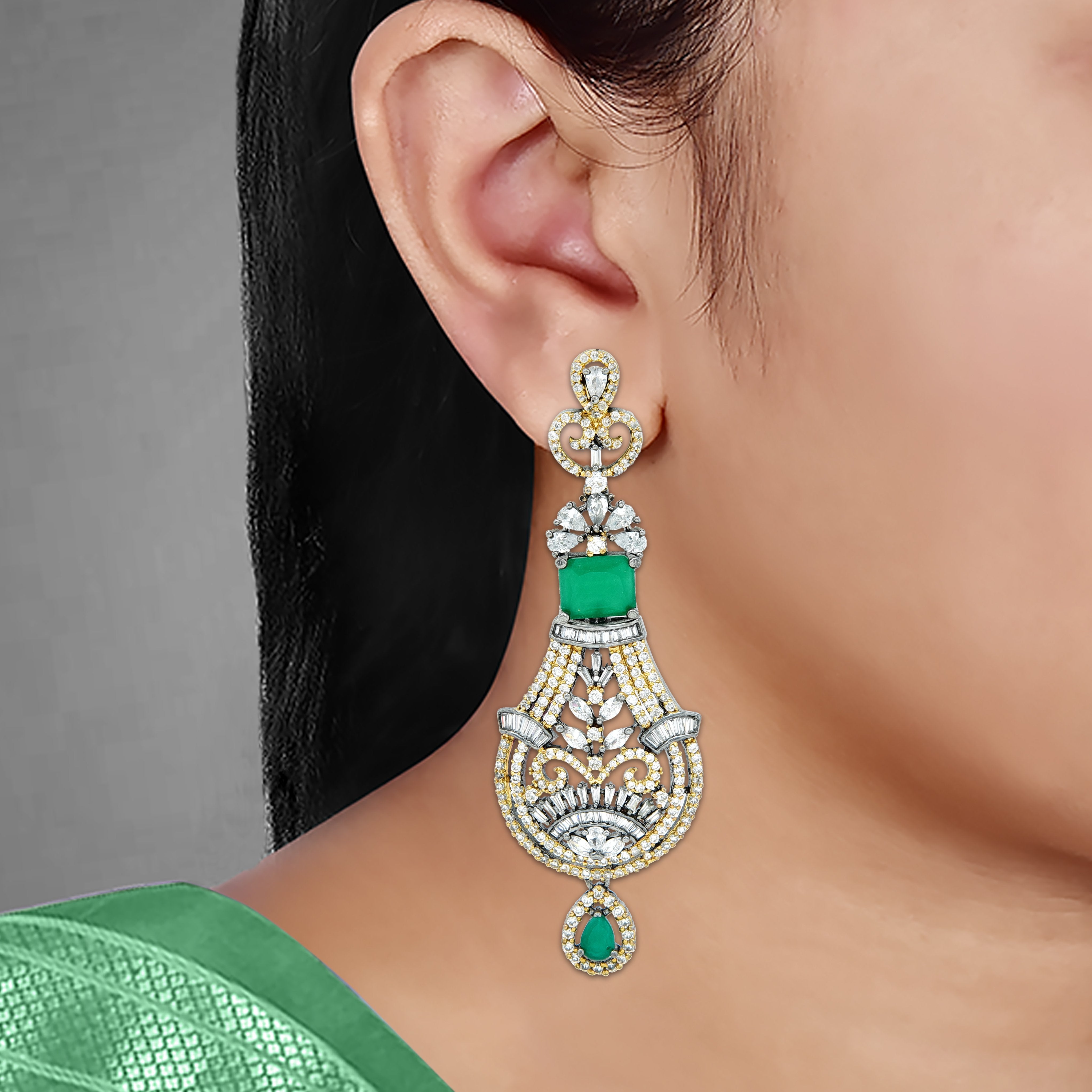 Pretty Flower CZ Earrings - South India Jewels
