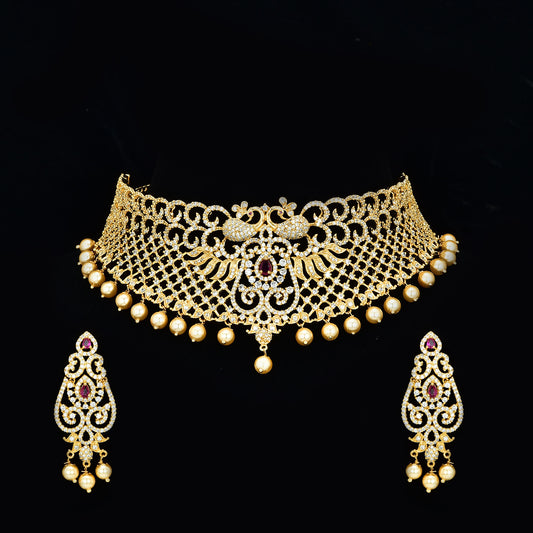 Zirconia Gold Choker Set 88161
