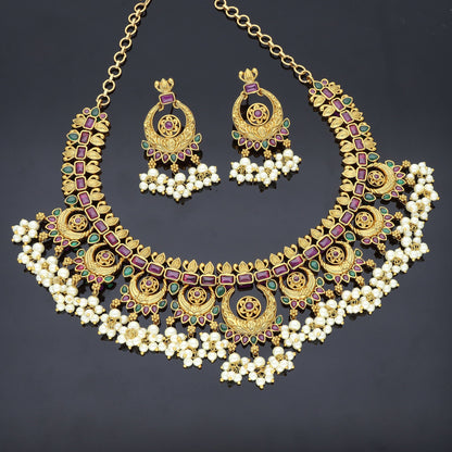 Antique Kempu Necklace Set