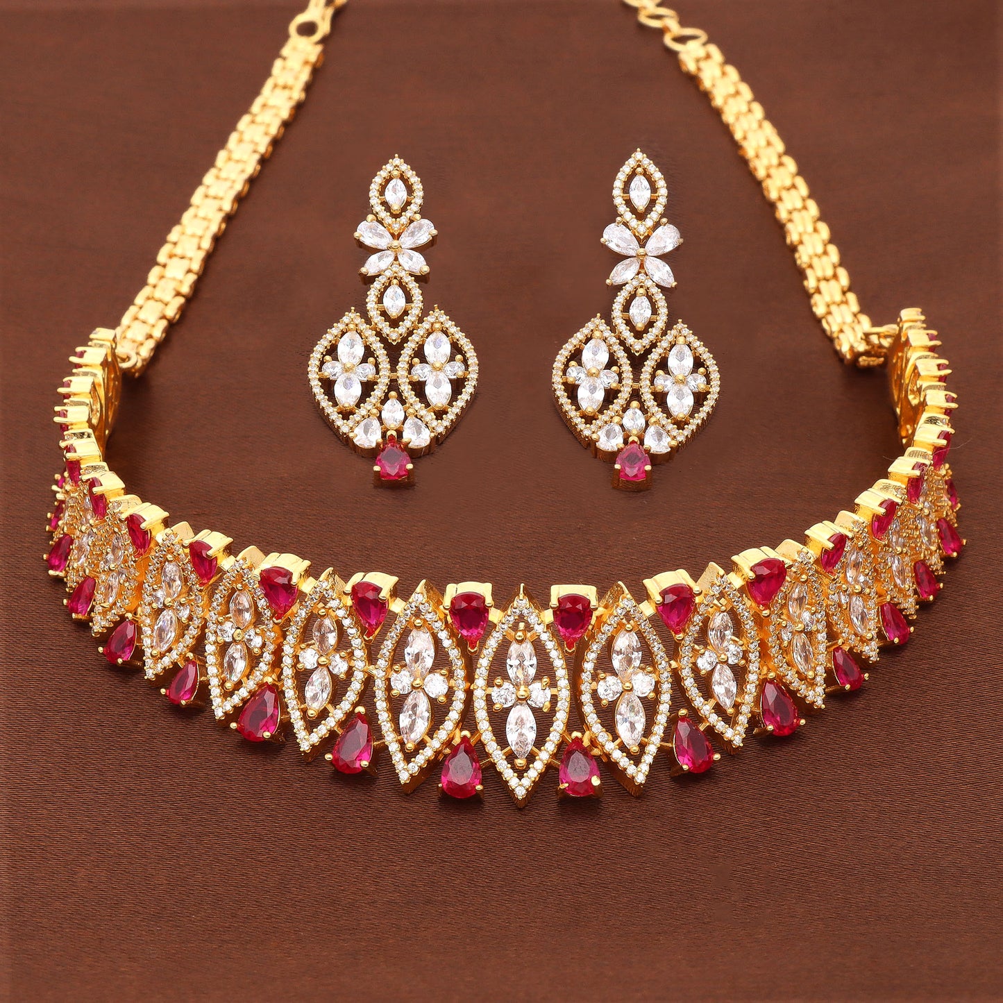 Zirconia Gold Choker Set
