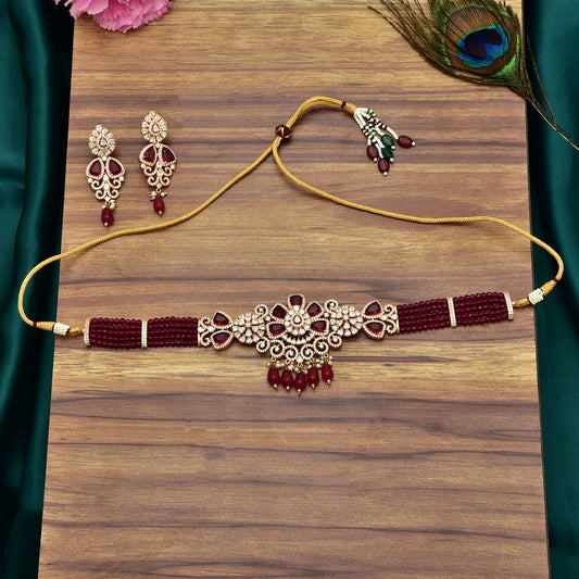 Zirconia Beads Choker Set