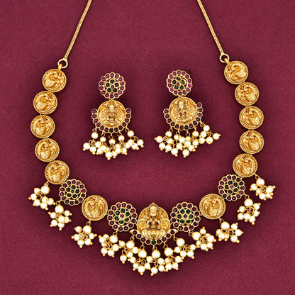 Antique Ganesh Design Kempu Necklace Set