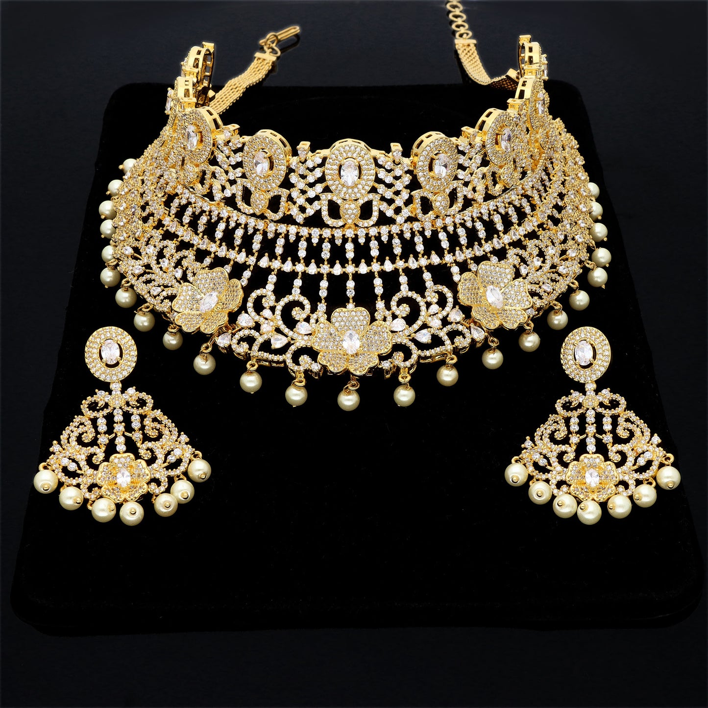 Designer Gold Zirconia Choker Set