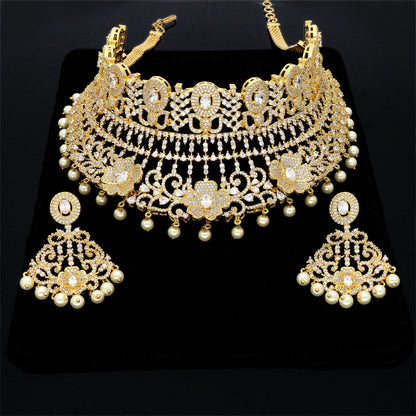 Designer Gold Zirconia Choker Set