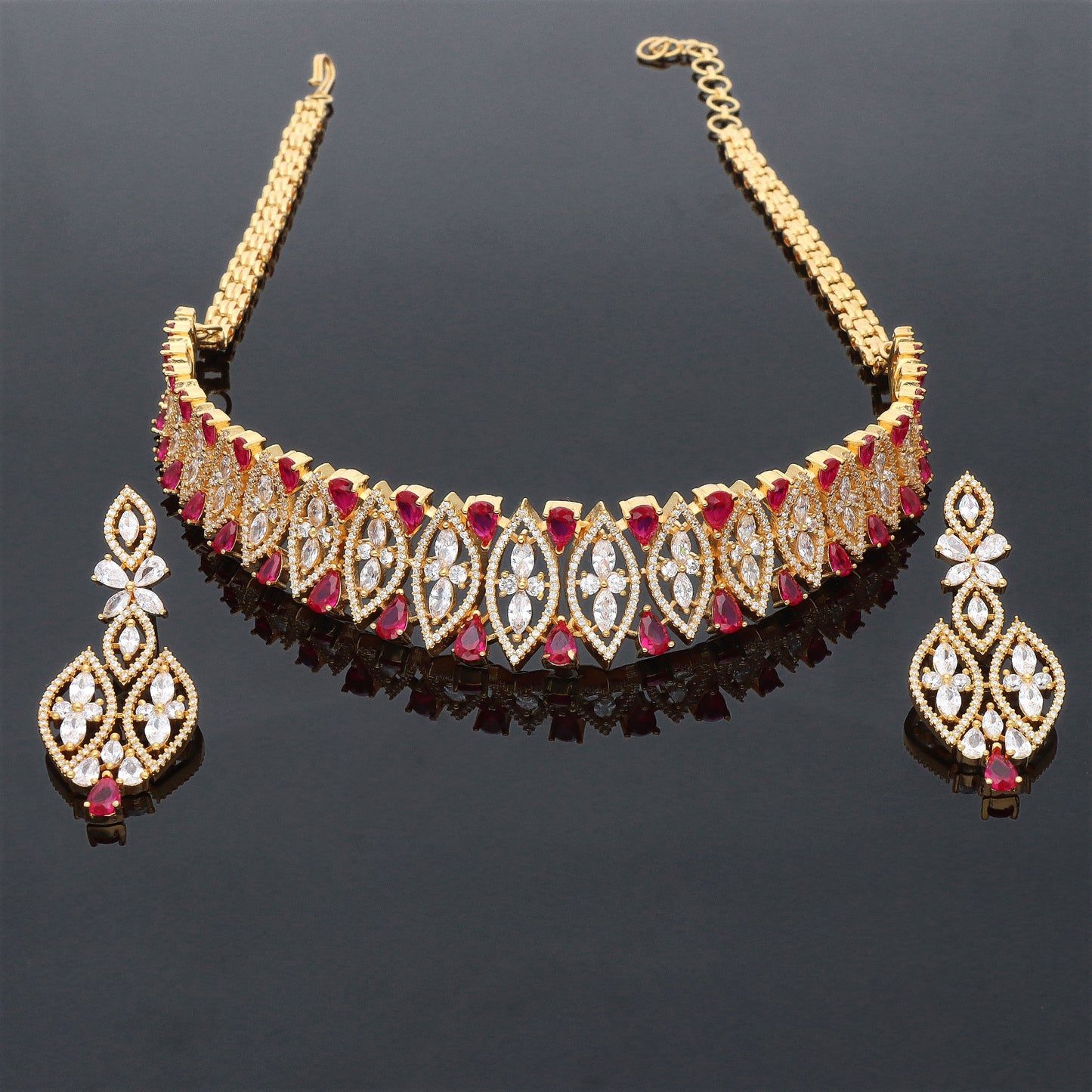 Zirconia Gold Choker Set