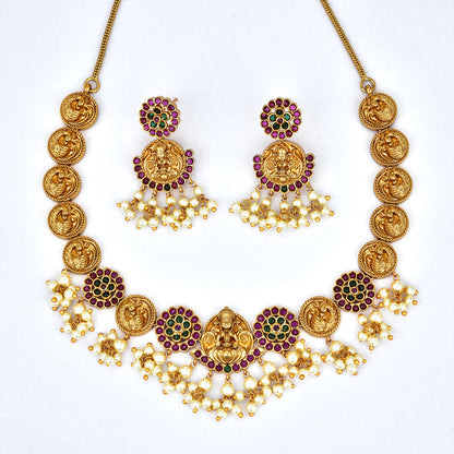 Antique Ganesh Design Kempu Necklace Set