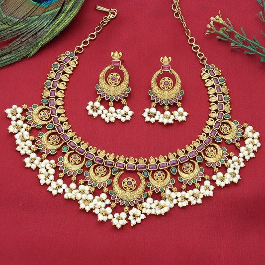 Antique Kempu Necklace Set