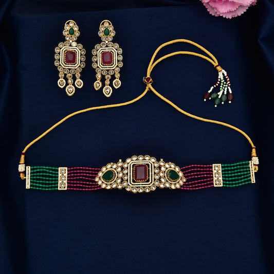 Zirconia Beads Choker Set