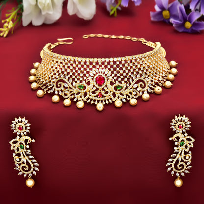 Designer Gold Zirconia Choker Set