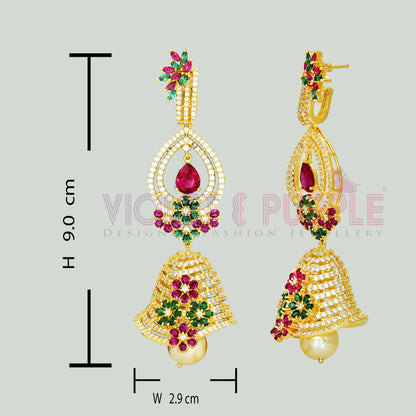 Zirconia Jhumka Earrings 89501