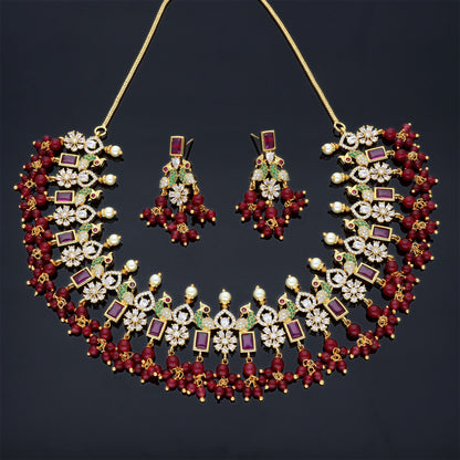 Ruby Beads Zirconia Necklace Set